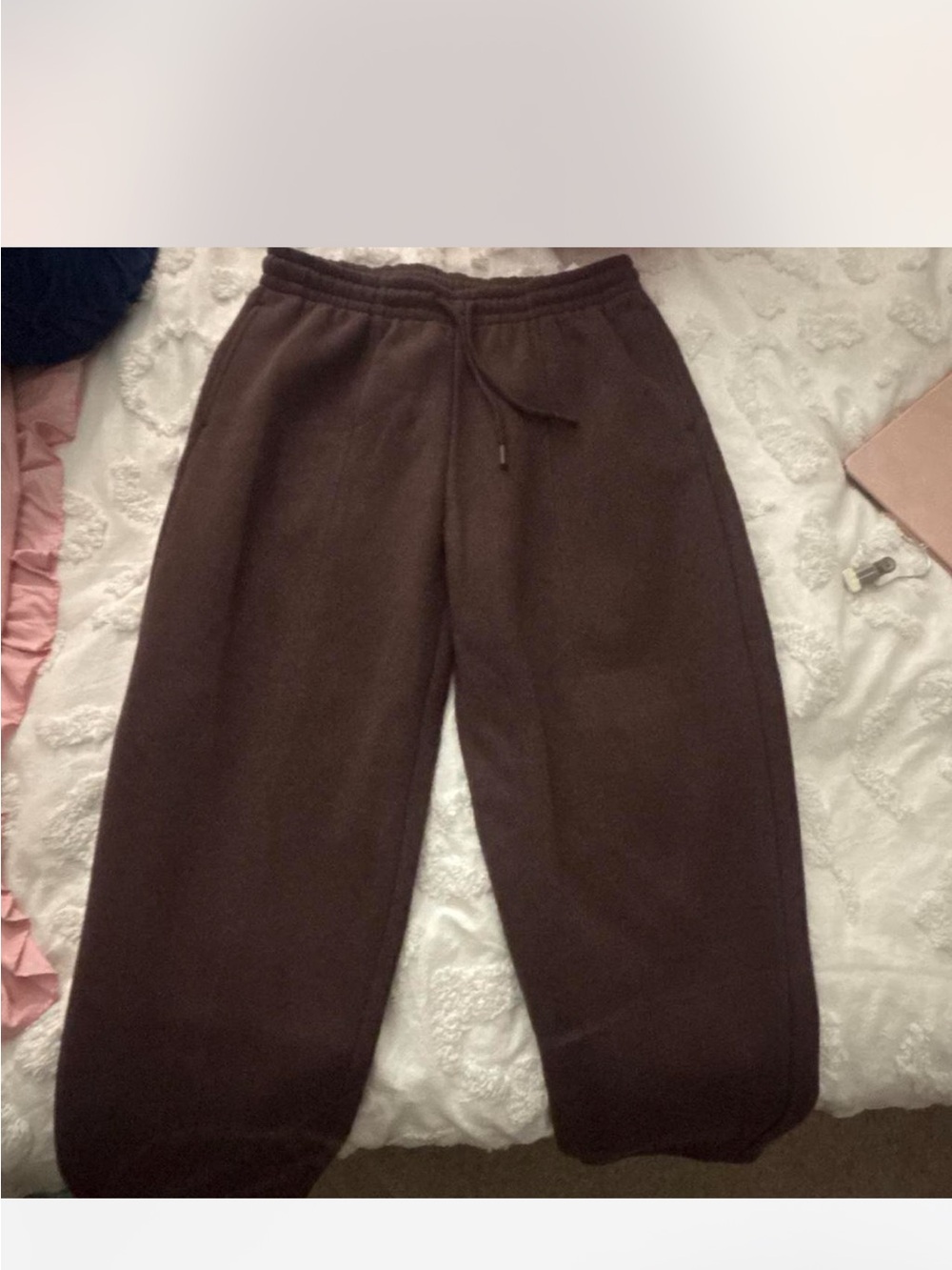Brown Fleece Jogger Pants - Casual Drawstring Sweatpants